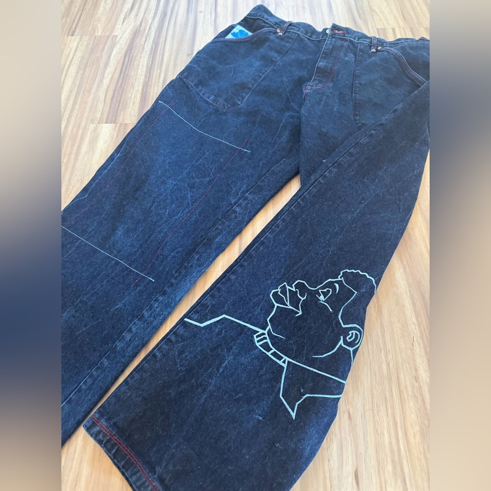 Vintage Y2K platinum fubu fat Albert 90s wide leg jeans